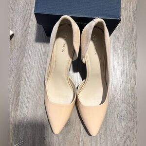 Cole Haan mixed suede and patent pink beige heels